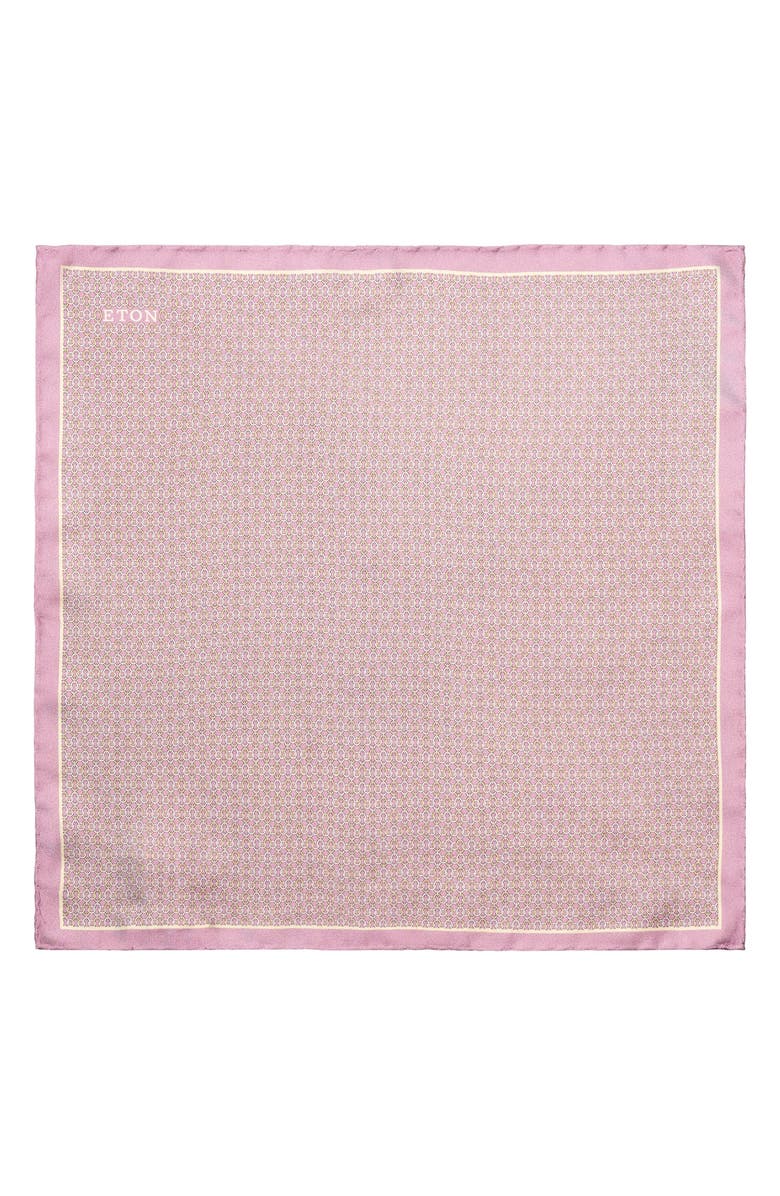 Eton Geometric Silk Pocket Square, Alternate, color, Medium Pink