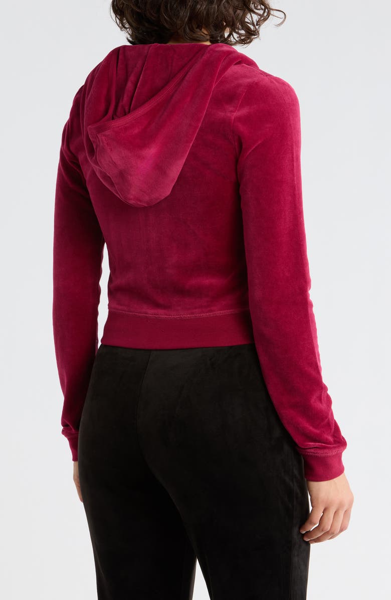 Juicy Couture Heritage Velour Zip-Up Hoodie, Alternate, color, Darkcrimson