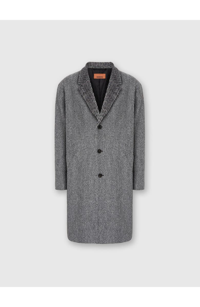 Missoni Wool Cloth Coat With Chevron Pattern, Main, color, Grey