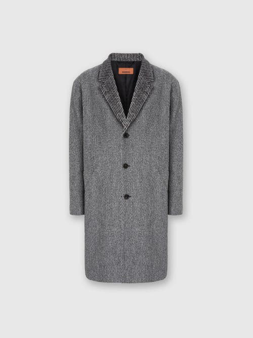 Missoni Wool Cloth Coat With Chevron Pattern In Gray
