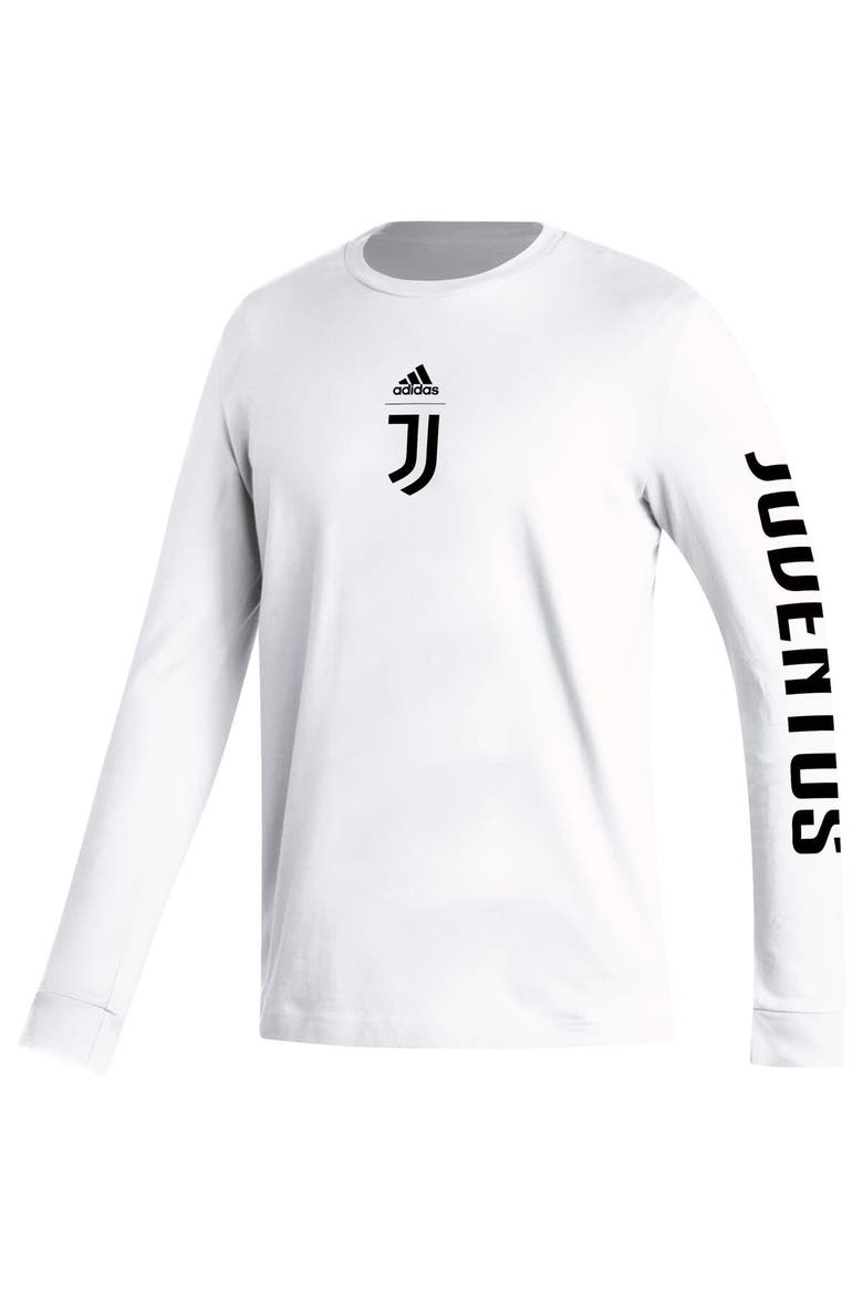 Men's adidas White Juventus Team Crest Long Sleeve T-Shirt, Alternate, color, White