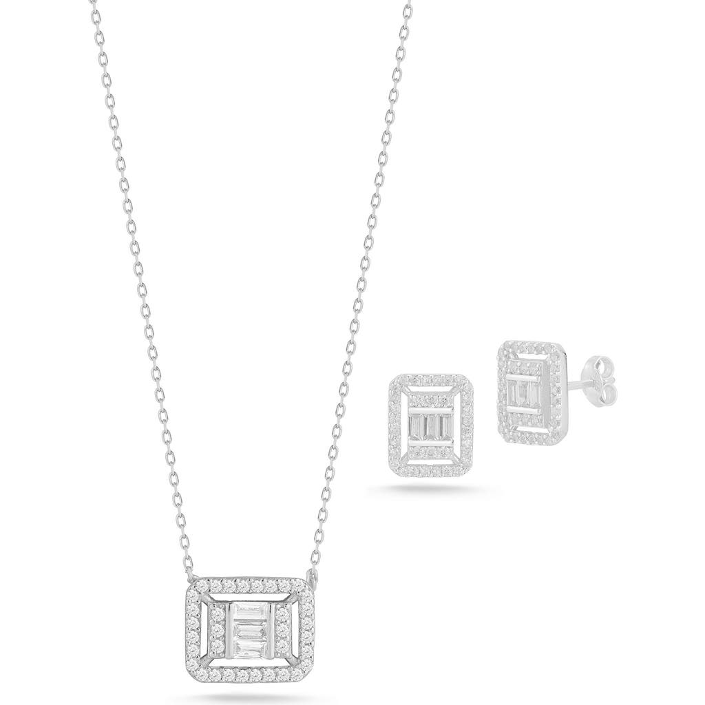 Glaze Jewelry Cubic Zirconia Pendant Necklace & Stud Earrings Set