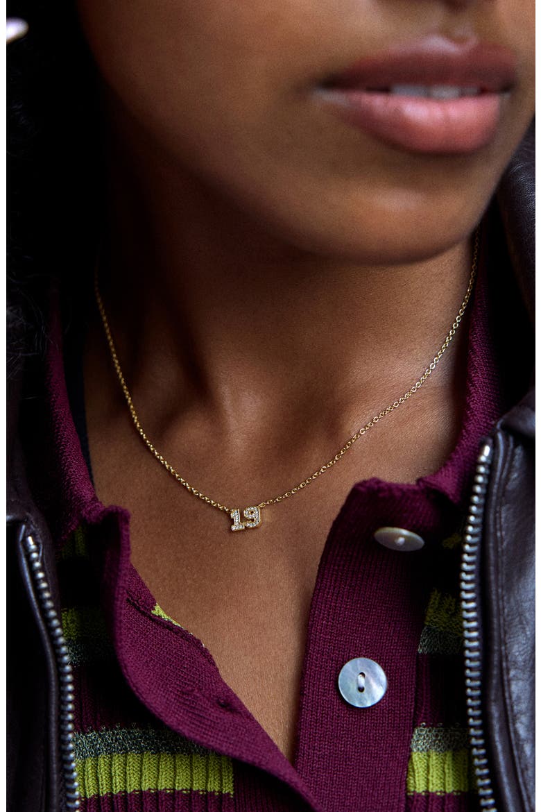 Varsity Number Custom Necklace, Alternate, color, GOLD/ CLEAR