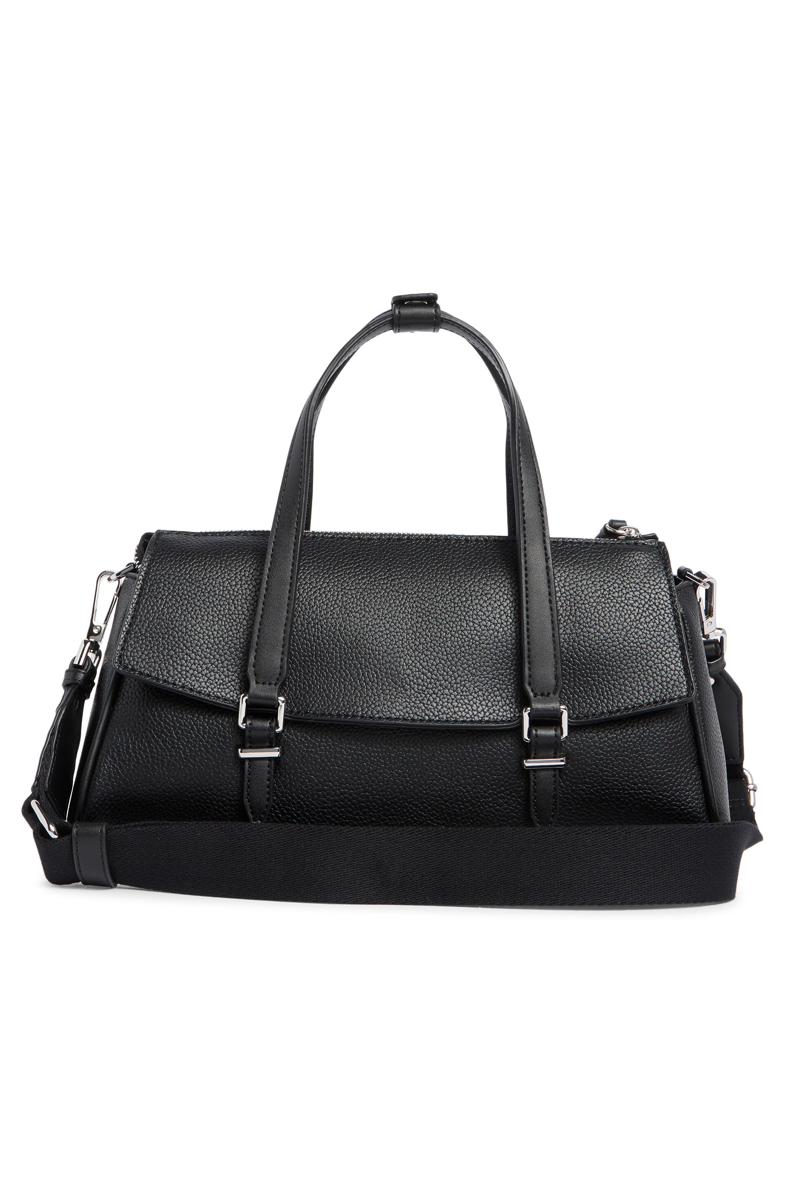 Calvin Klein Irene Satchel Bag, Alternate, color, Black/ Silver