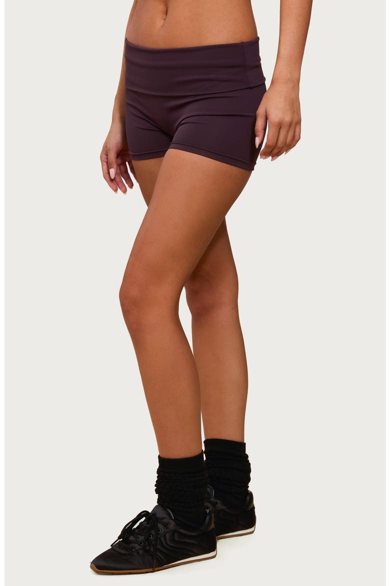 Soraia Foldover Bike Shorts, Alternate, color, PLUM