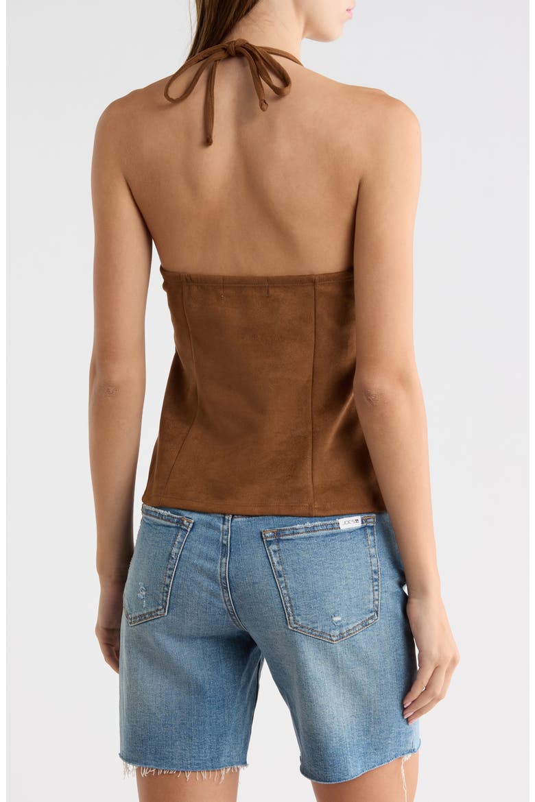 Studded Faux Suede Halter Tank, Alternate, color, COGNAC