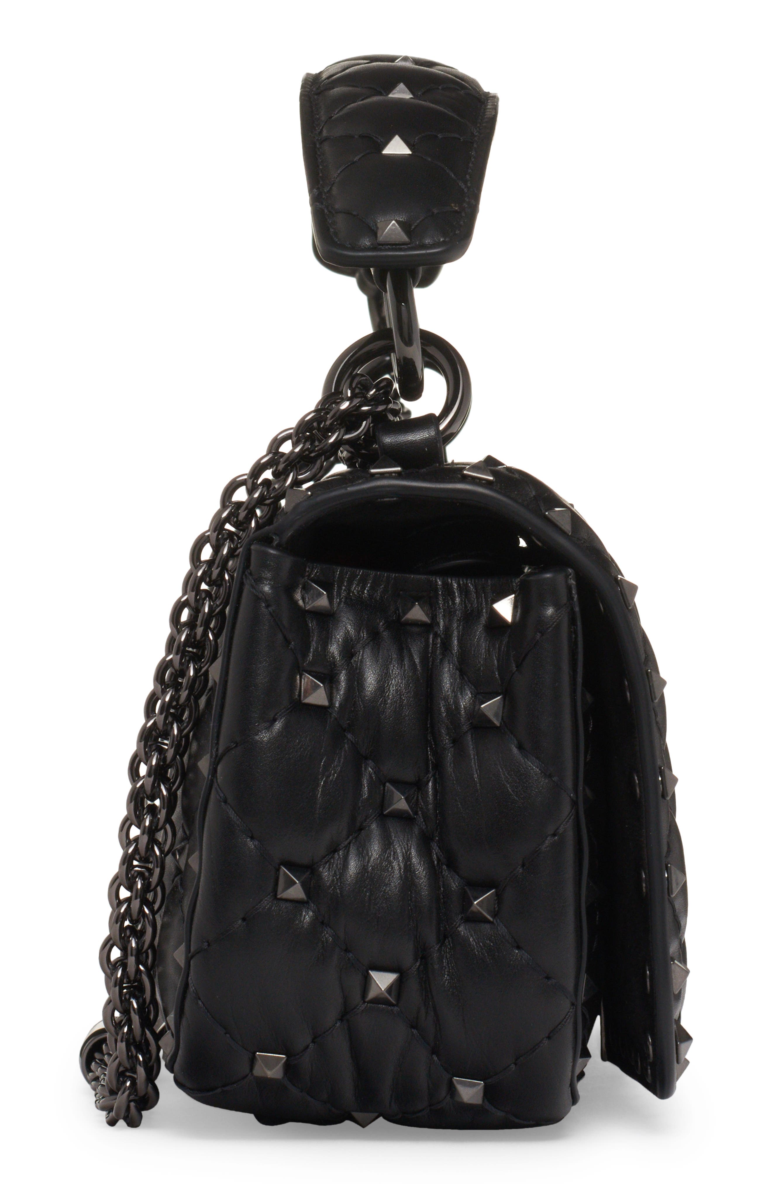 Valentino Garavani Small Rockstud Spike Leather Shoulder Bag, Alternate, color, 