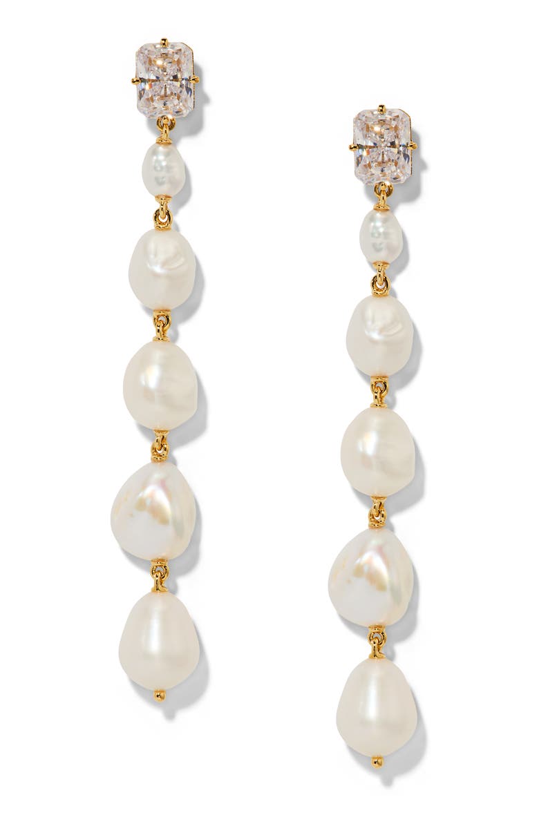 Nadri Madrid Cultured Pearl Linear Drop Earrings, Main, color, 