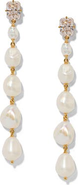 Nadri Madrid Cultured Pearl Linear Drop Earrings