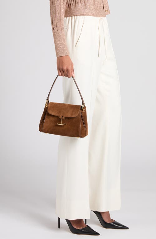Tom Ford Small Tara Suede Shoulder Bag In Brown