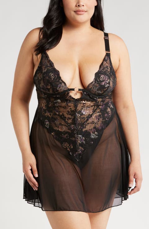 Babydoll Chemise & Thong Set (Regular & Plus)