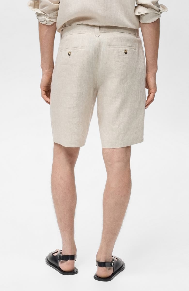 MANGO Slim Fit Flat Front Linen Bermuda Chino Shorts, Alternate, color, Ecru