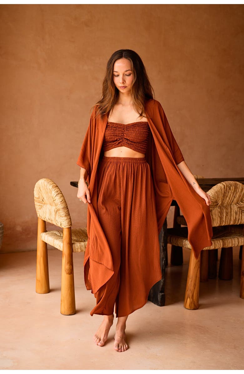 PINK HALEY Kaia Flowy Kimono Wrap Duster, Alternate, color, Orange