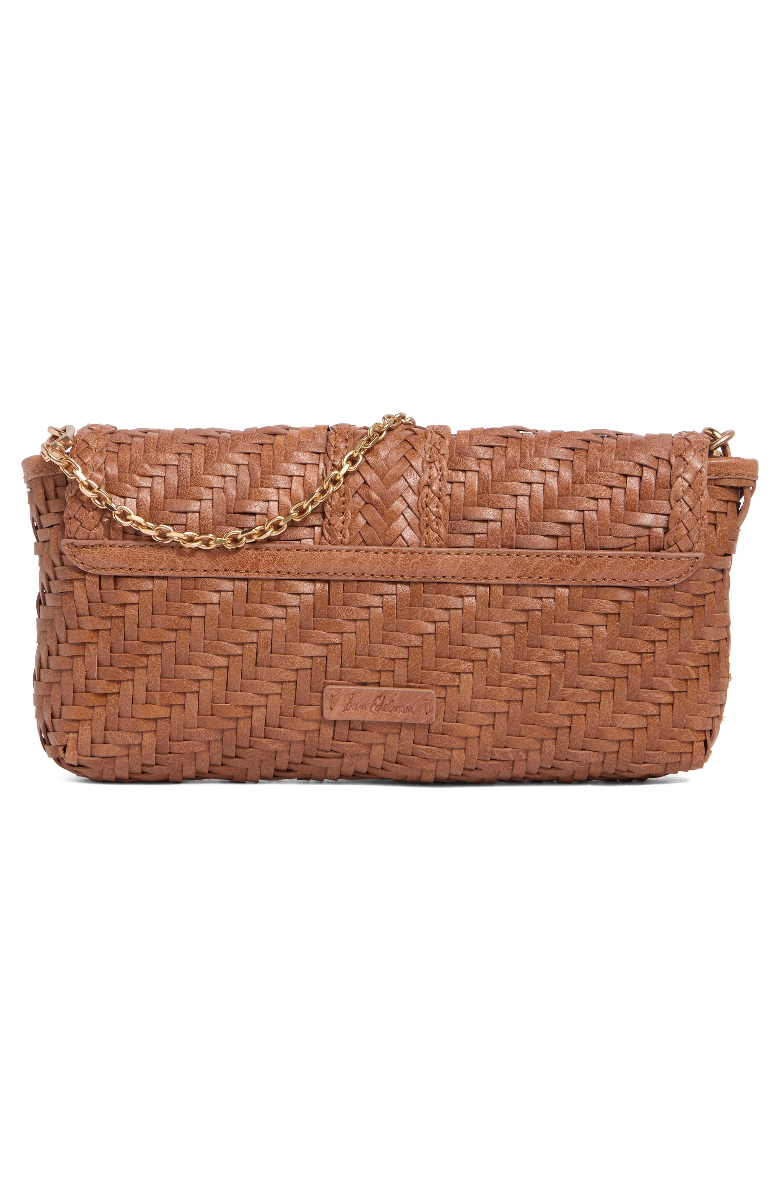 Bailee Woven Leather Clutch, Alternate, color, CARAMEL