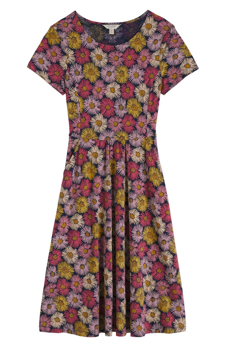 Seasalt Cornwall April Stretch Organic Cotton Fit & Flare Dress, Alternate, color, Painted Asters Maritime