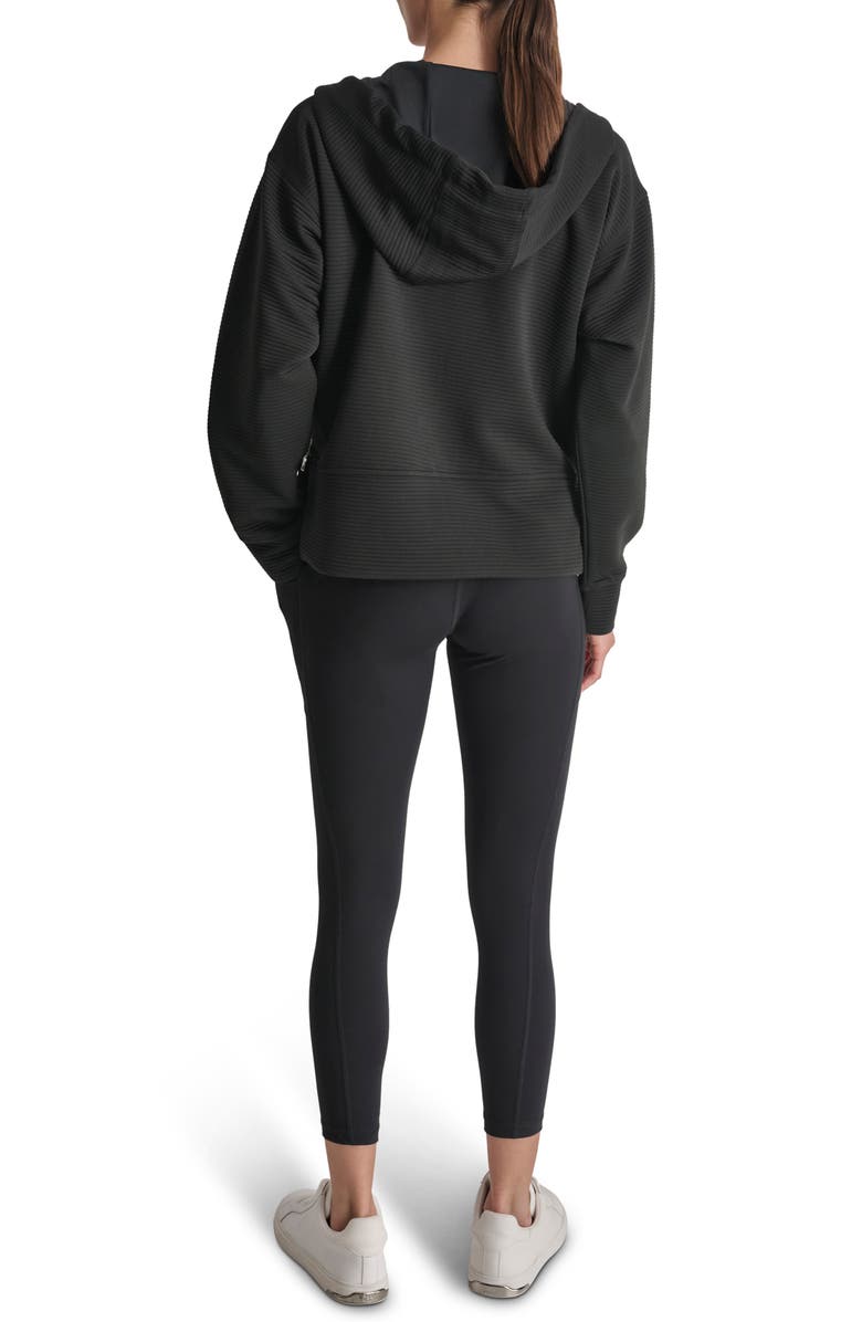 DKNY Tech Ottoman Full Zip Hoodie, Alternate, color, Black