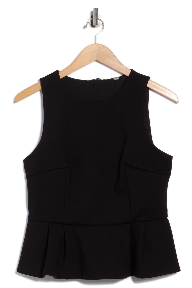 Sleeveless Peplum Top, Alternate, color, BLACK