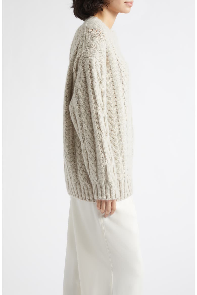 Mabel Cashmere Crewneck Sweater, Alternate, color, WHITE SAND