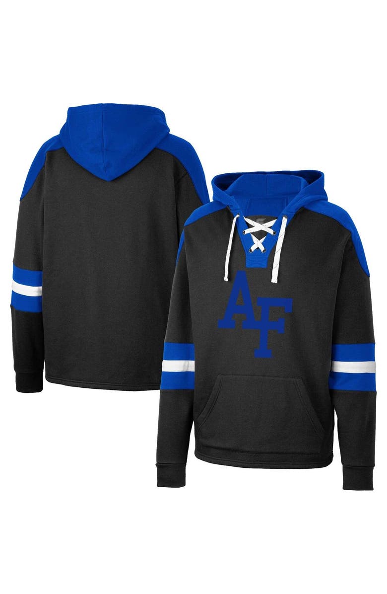 COLOSSEUM Men's Colosseum Black Air Force Falcons Lace-Up 4.0 Pullover Hoodie, Main, color,