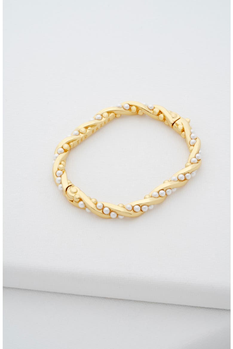 Tilaa Twisted Faux Pearl Cuff Bracelet, Alternate, color, GOLD TONE PEARL