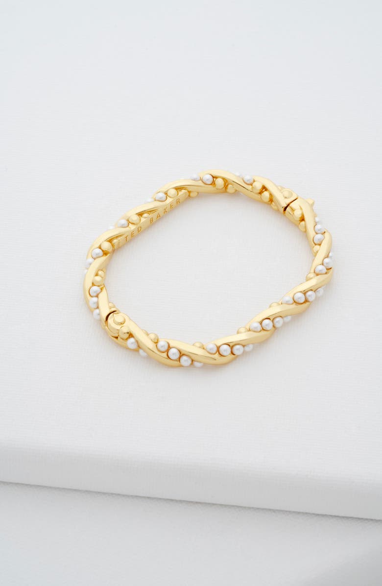 Ted Baker Tilaa Twisted Faux Pearl Cuff Bracelet, Alternate, color, Gold Tone Pearl