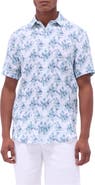 Bugatchi Orson Floral Short Sleeve Linen Button-Up Shirt
