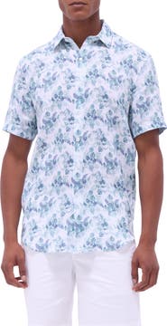 Bugatchi Orson Floral Short Sleeve Linen Button-Up Shirt