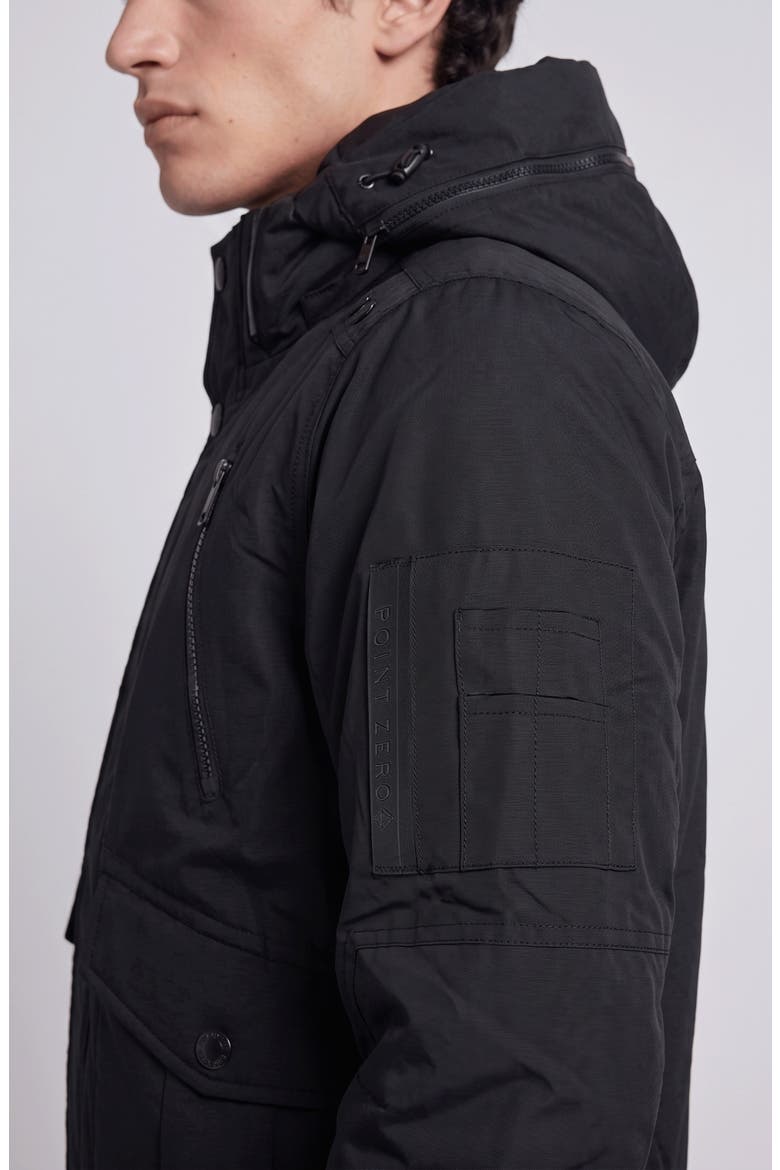 Hooded Bomber Jacket with Utility Pockets, Alternate, color, Black