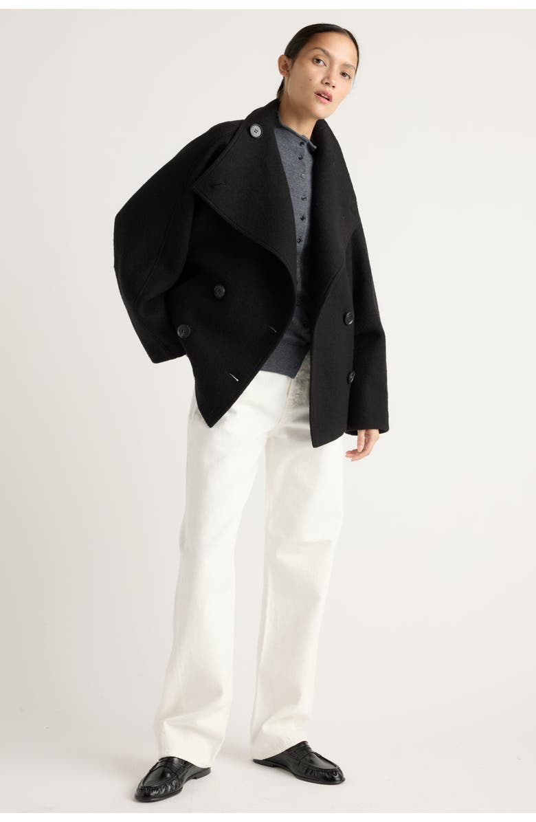 Modern Citizen Vashti Wool-Blend Collared Peacoat, Alternate, color, Black