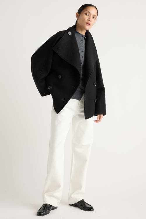 Modern Citizen Vashti Wool-blend Collared Peacoat In Black