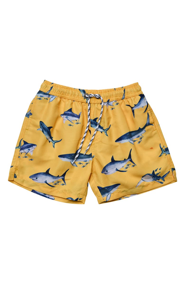 Snapper Rock Sunrise Shark Volley Board Shorts, Main, color, 