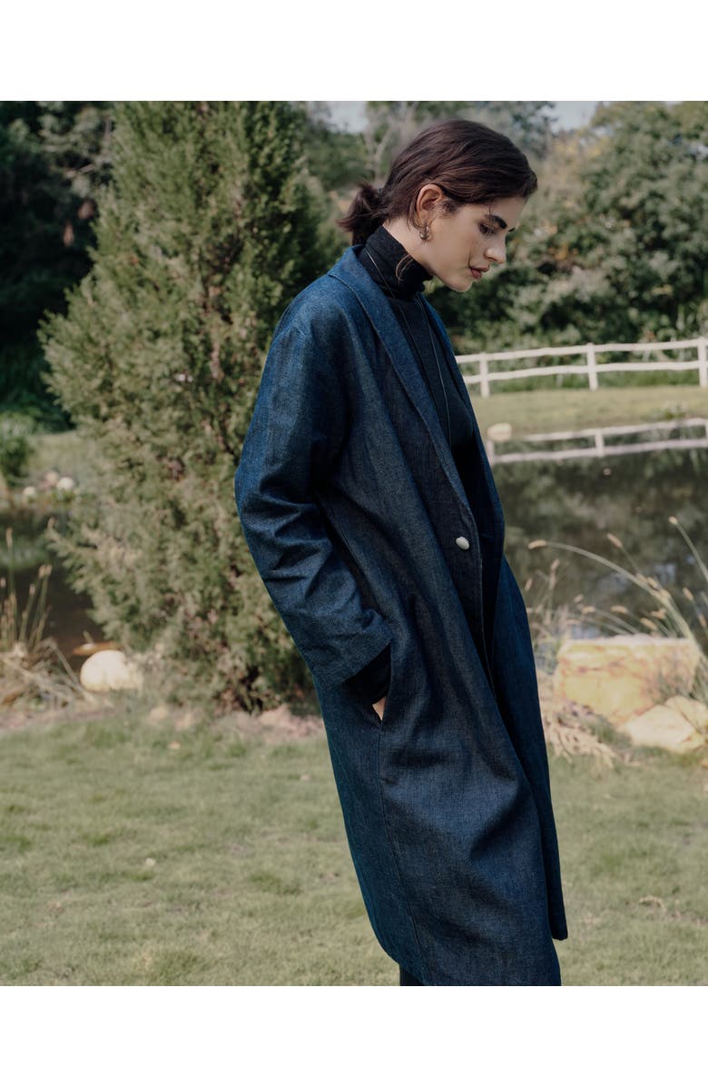 JUANA Denim Atelier Trench Coat, Alternate, color, Blue Denim