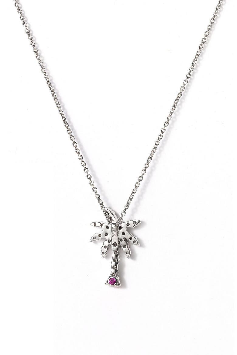 'Tiny Treasures' Palm Tree Diamond Pendant, Alternate, color, WHITE GOLD