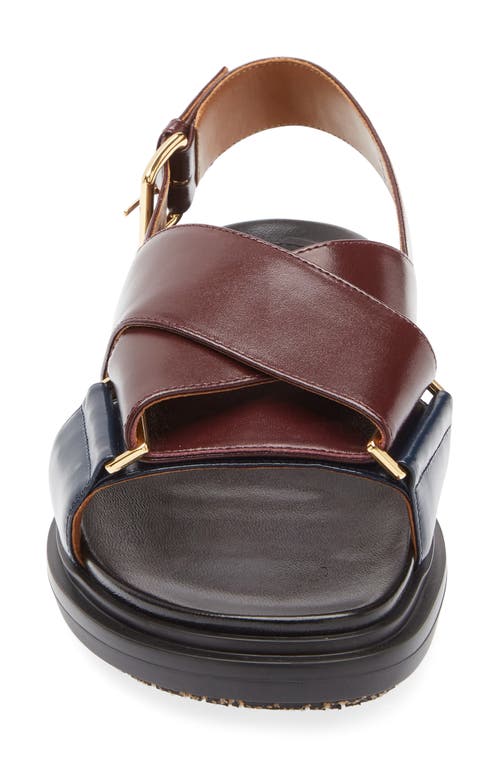 Marni Fussbett Two-tone Leather Slingback Sandals In Brown
