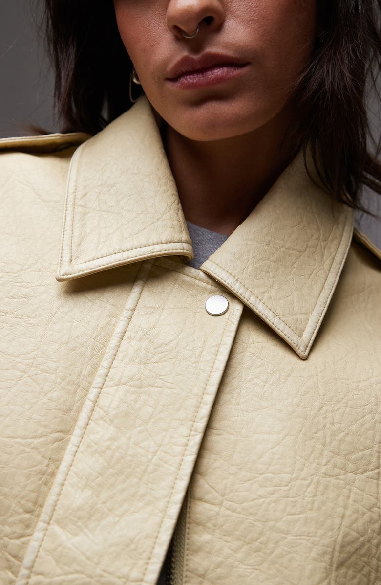 Topshop Textured Faux Leather Crop Bomber Jacket, Alternate, color,