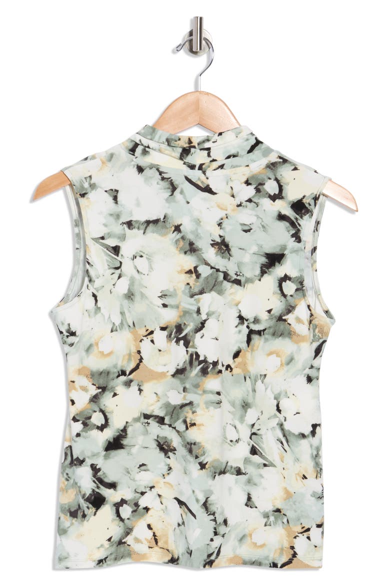 Triple Pleated Neck Sleeveless Top, Alternate, color, SOFT ALOE MULTI