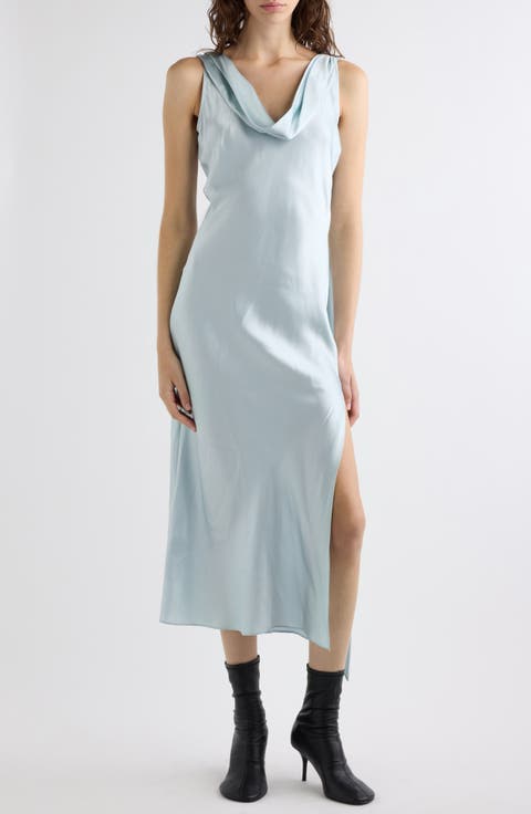 Dotti Cowl Neck Silk Satin Dress