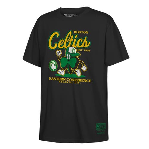 Mitchell & Ness Youth Black Boston Celtics Retro Mascot Script T-shirt