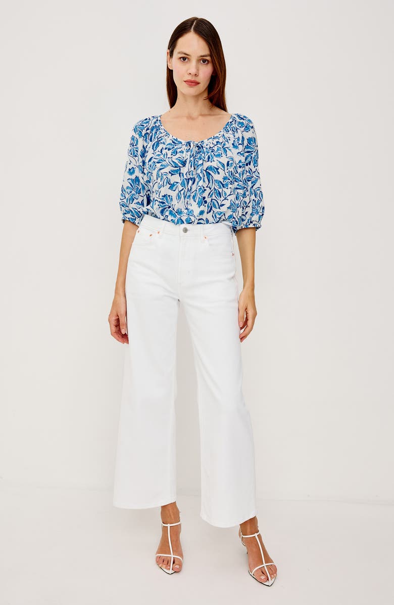 Rails Kirstie Floral Split Neck Top, Alternate, color, Azure Jasmine