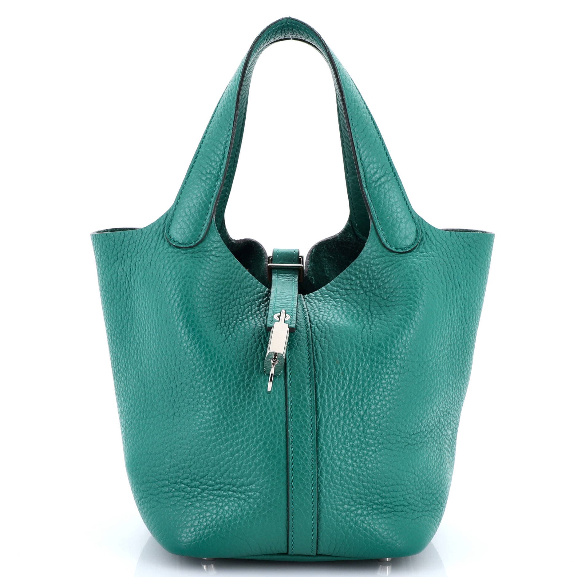 Pre-Owned Hermes Picotin Lock Bag Clemence PM, Main, color, Vert Jade