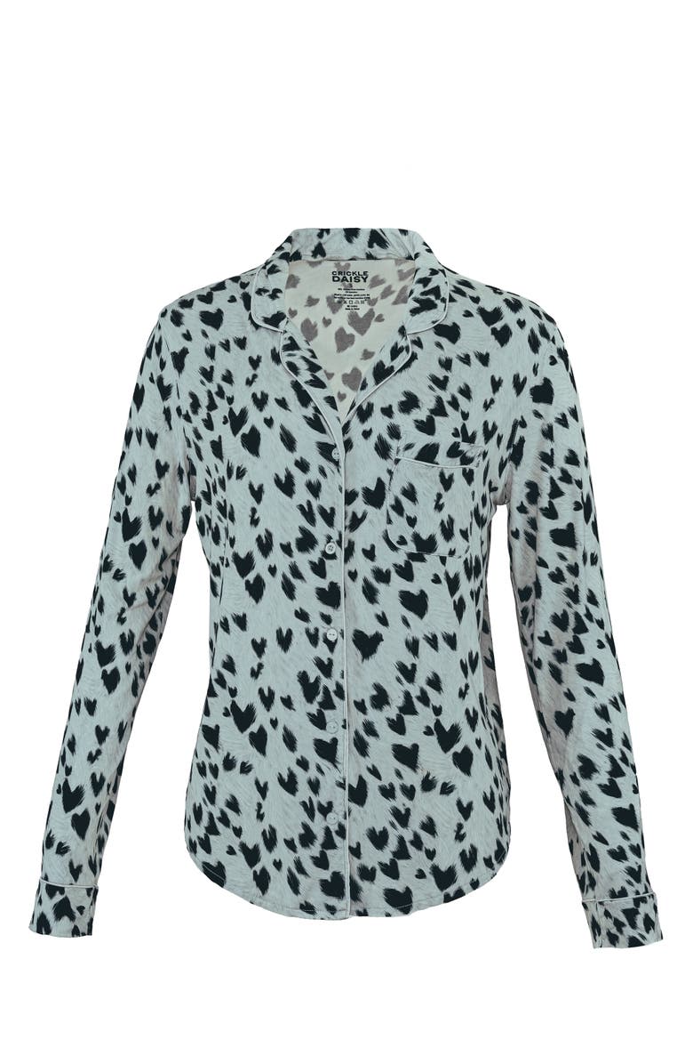 Crickle Daisy Puppy Love Long Pajama Set, Alternate, color, Grey, Black