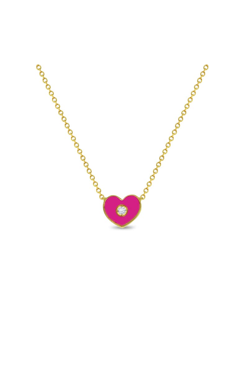 In Season Jewelry 14k CZ Enamel Heart Necklace, Main, color, Gold