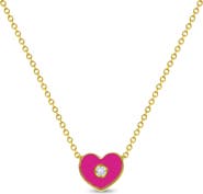 In Season Jewelry 14k CZ Enamel Heart Necklace