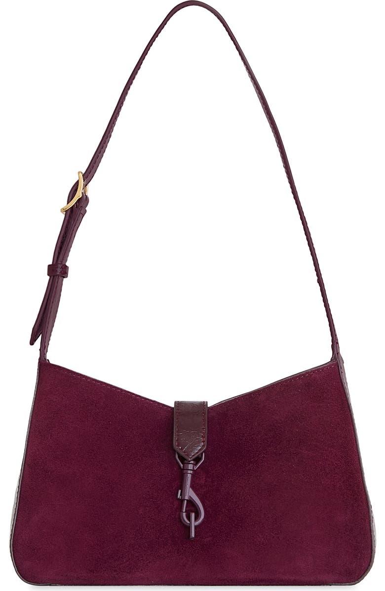 Rebecca Minkoff Small Megan Suede Shoulder Bag, Main, color, Mulberry