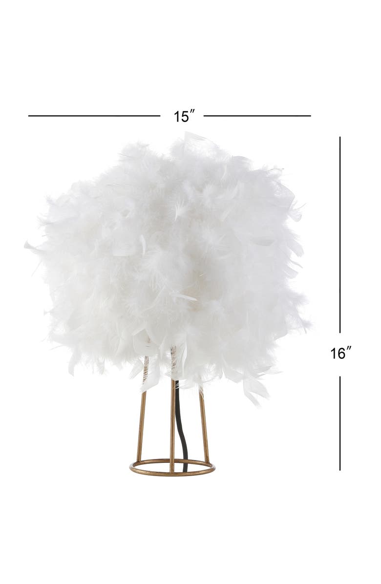 JONATHAN Y Stork Feather Metal LED Table Lamp, Alternate, color, White/Gold