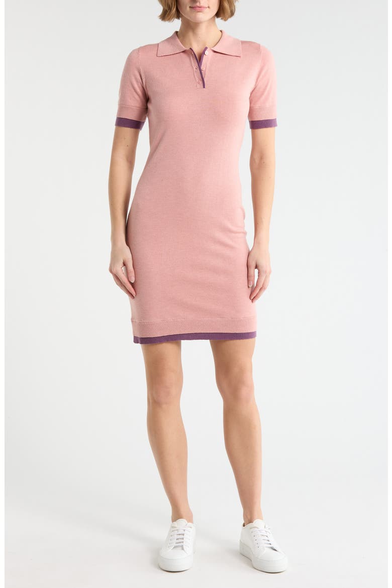 Trim Polo Dress, Main, color, BLUSH DARK PURPLE