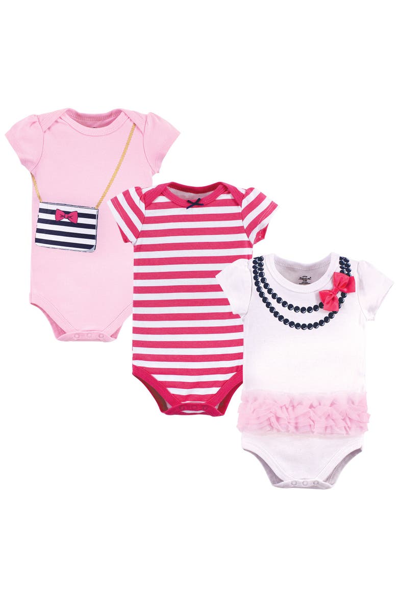 Breathable Cotton Bodysuits, Main, color, Pink Navy Necklace