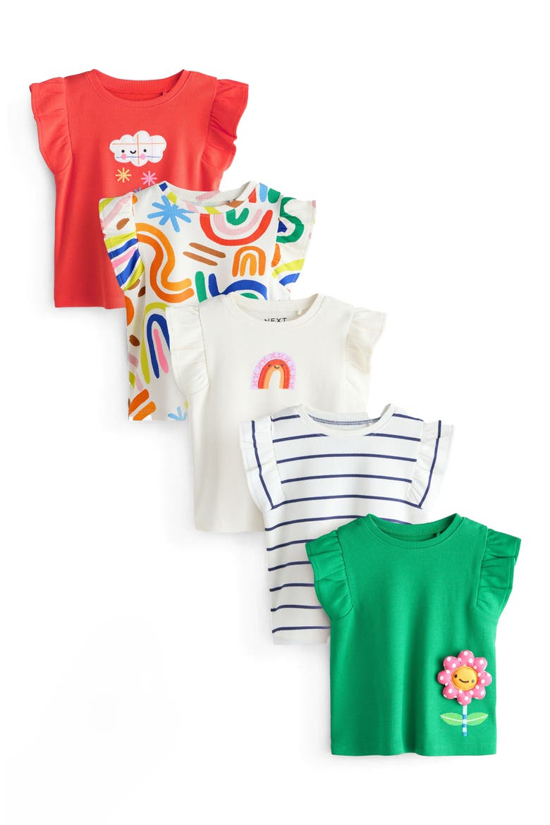 Kids' 5-Pack Assorted Frill Tops, Main, color, GREEN
