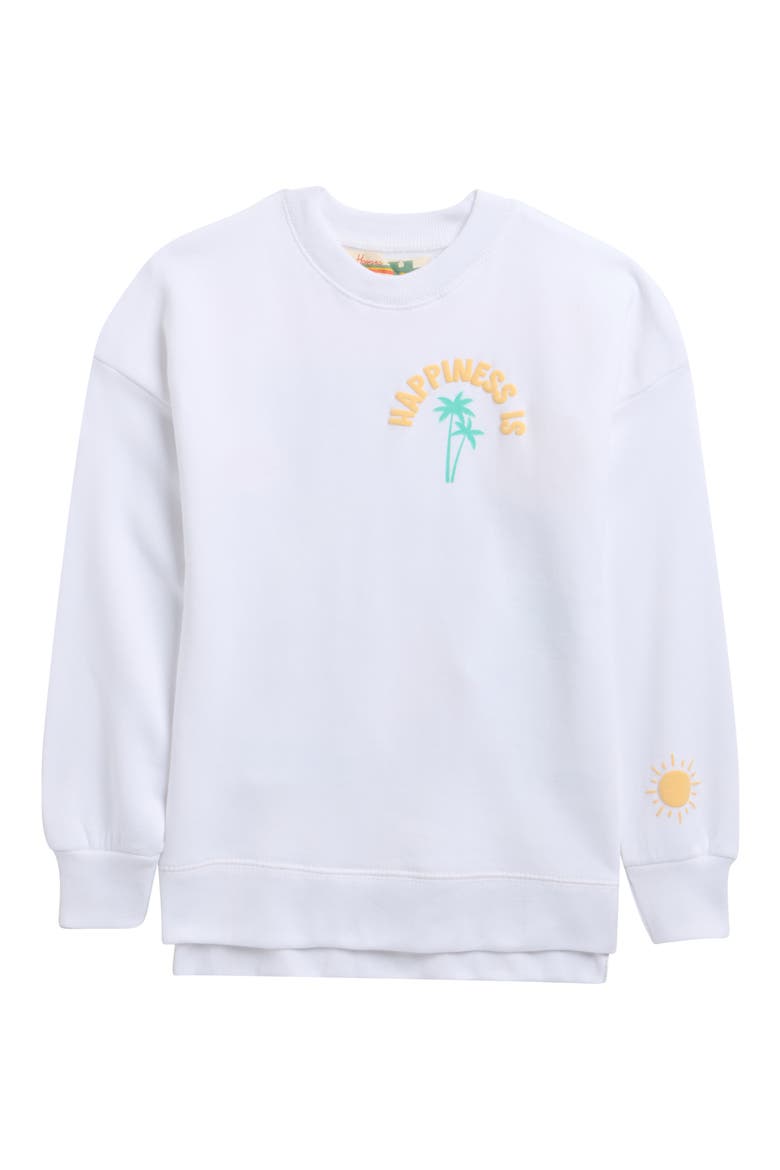 Happiness Oversized Crewneck Sweatshirt, Main, color, WHITE