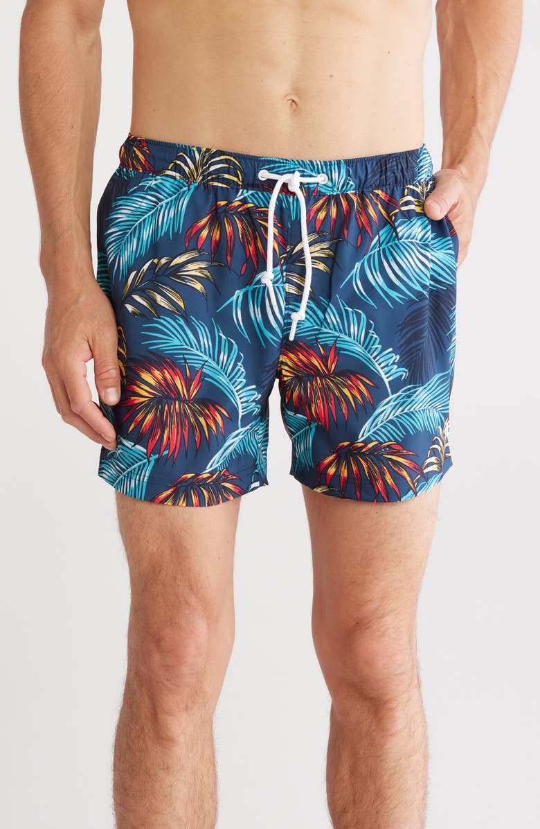 Original Penguin Print Volley Swim Trunks, Main, color, Sargasso Sea